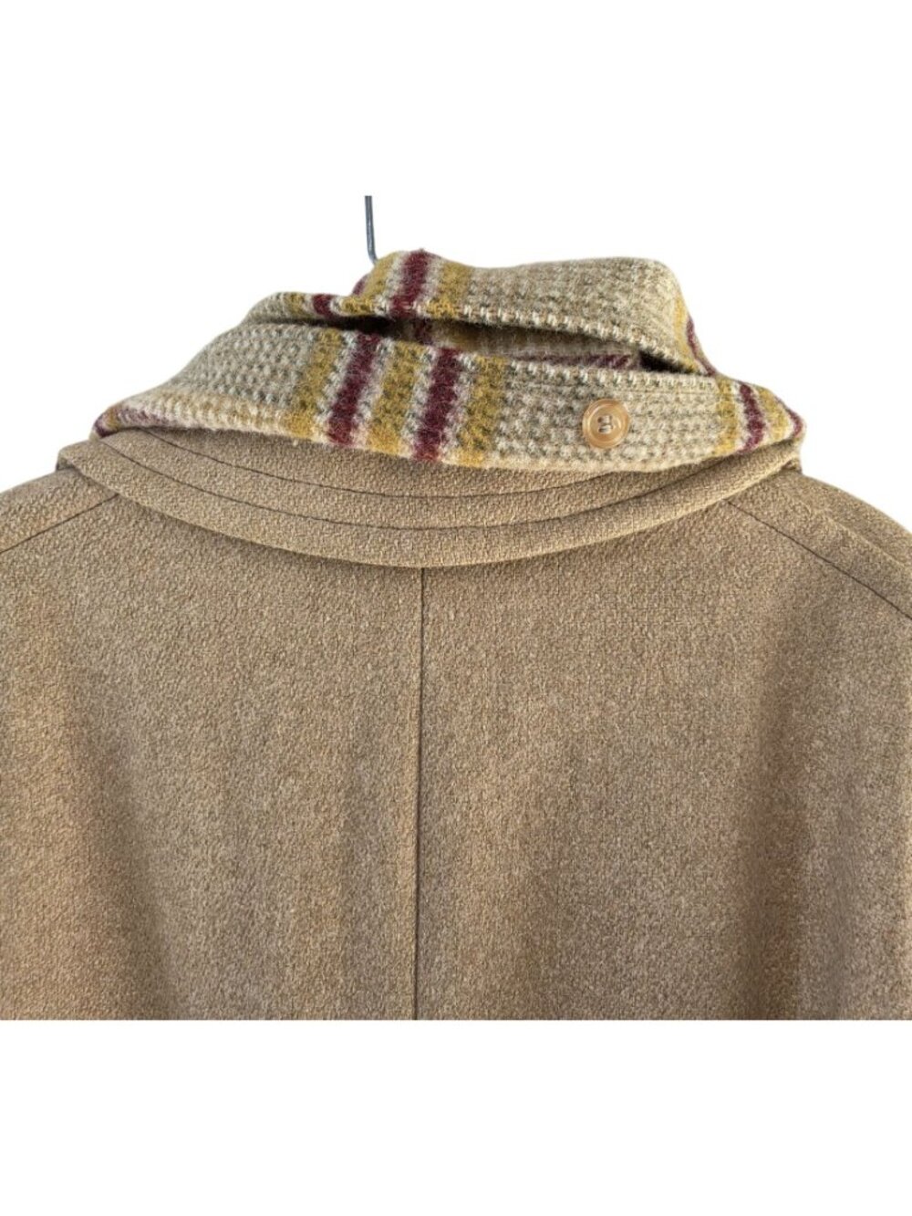 Vintage Zero Wool Coat Mens Size 40 Beige With Scarf Wind & Water Repellent USA - Picture 3 of 7
